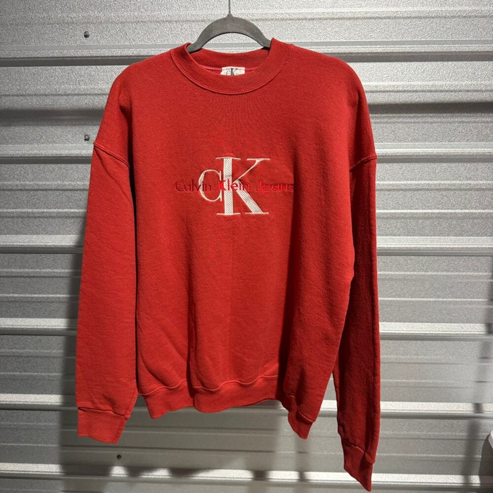 Vintage 90s Calvin Klein sweatshirt embroidered red orange